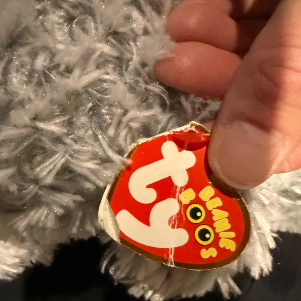 Ty Plush Grey and White Owl Toy with Gold Beak and Feet - Owlette
